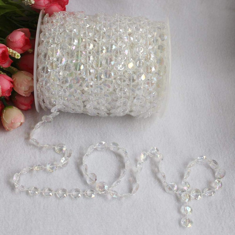 KUPOO Acrylic Clear Crystal Beads Diamond Garland Strands Rhinestone by Roll for DIY Doorway Beads String Curtain, Wedding, Birthday Party Decorations, Arts and Crafts Projects (2 Pack of 99 Ft/33 Yards) - Image 2